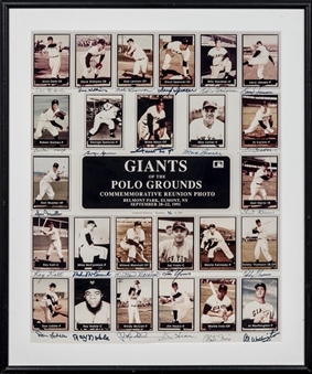 New York Giants Team Signed Polo Grounds Commemorative Reunion Photo With 24 Signatures (Beckett)
